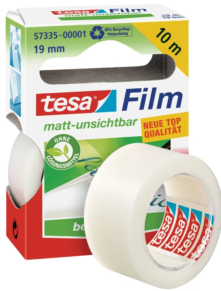 tesa Film matt unsichtbar 19 mm × 10 m – beschriftbar